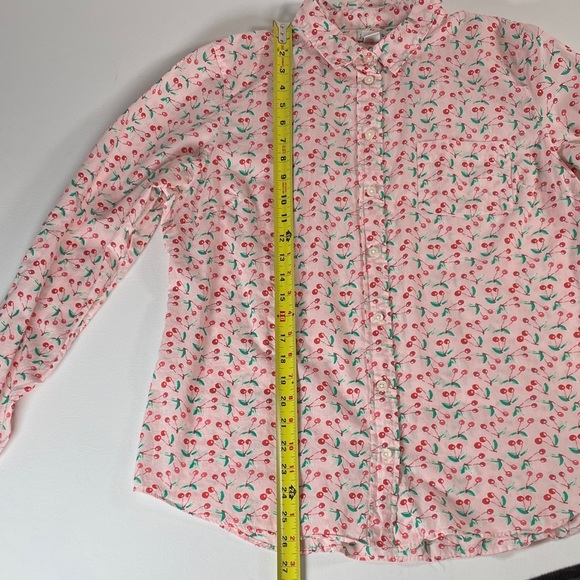 J. Crew 100% Cotton Pink Cherry Print Long Sleeve Button Down Women’s Shirt L - Picture 10 of 11